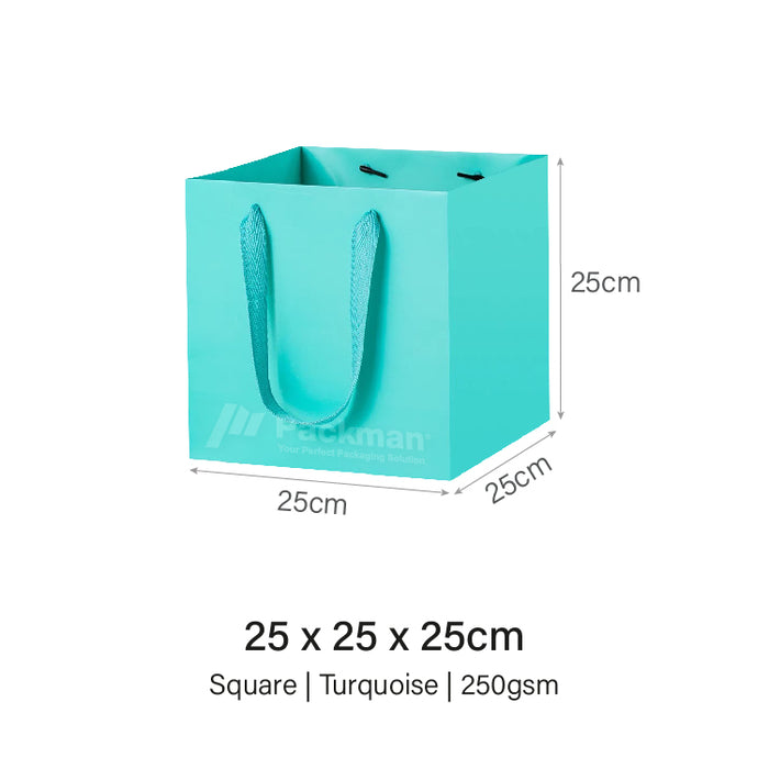 25 x 25 x 25cm Square Turquoise Paper Bag (100pcs)