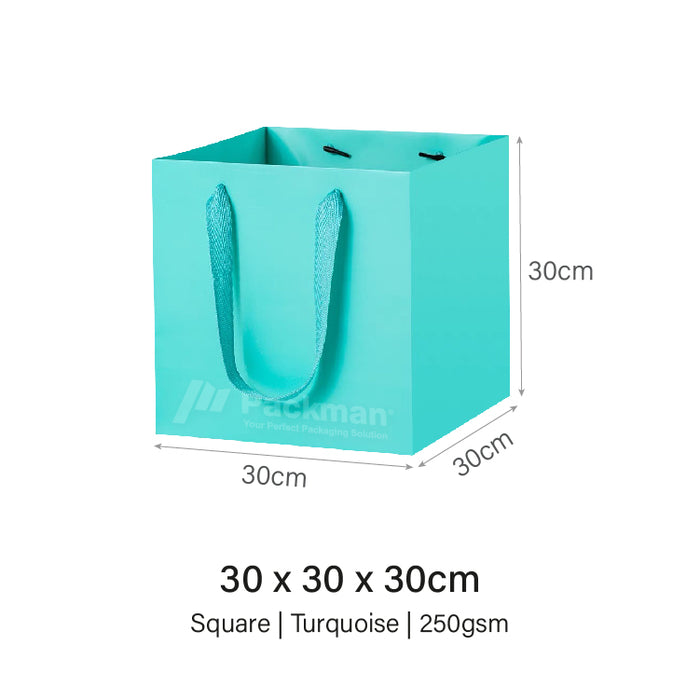 30 x 30 x 30cm Square Turquoise Paper Bag (100pcs)