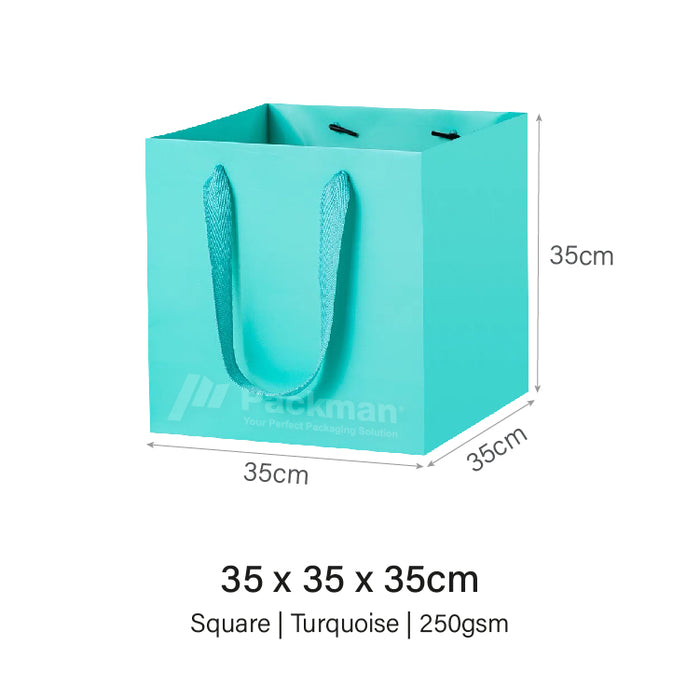 35 x 35 x 35cm Square Turquoise Paper Bag (100pcs)