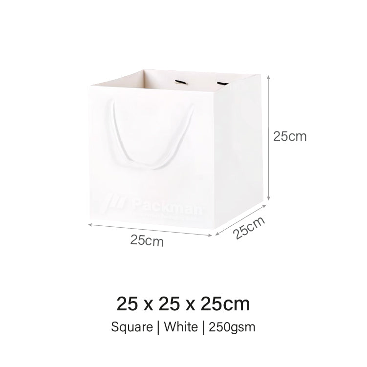 25 x 25 x 25cm Square White Paper Bag (100pcs)