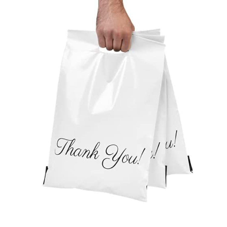 White Thank you Poly Mailer with Handle (100pcs)