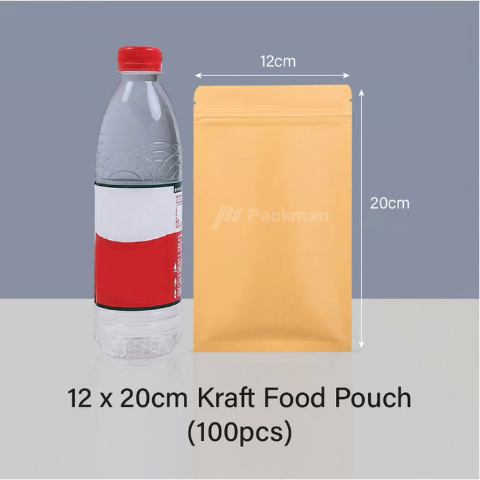 12 x 20cm Kraft Food Pouch (100pcs)