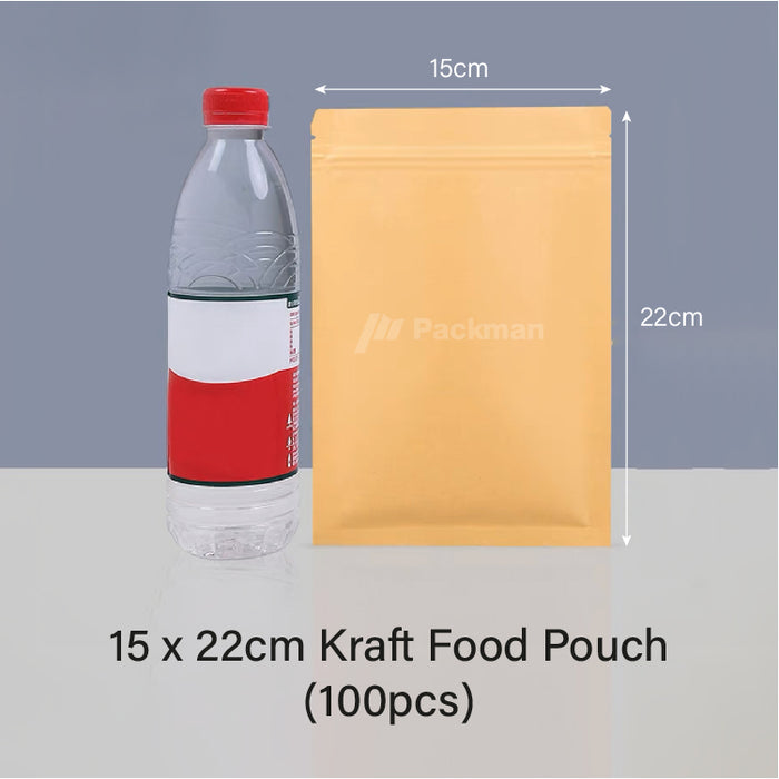 15 x 22cm Kraft Food Pouch (100pcs)