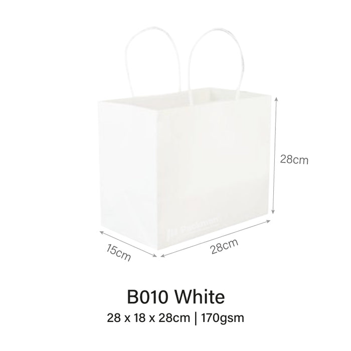 28 x 15 x 28cm B010 Extra Thick White Paper Bag (50pcs)