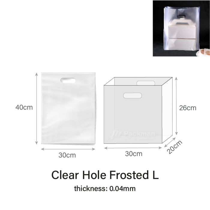 30 x 40cm Clear Hole Frosted Carrier Bag (50pcs)