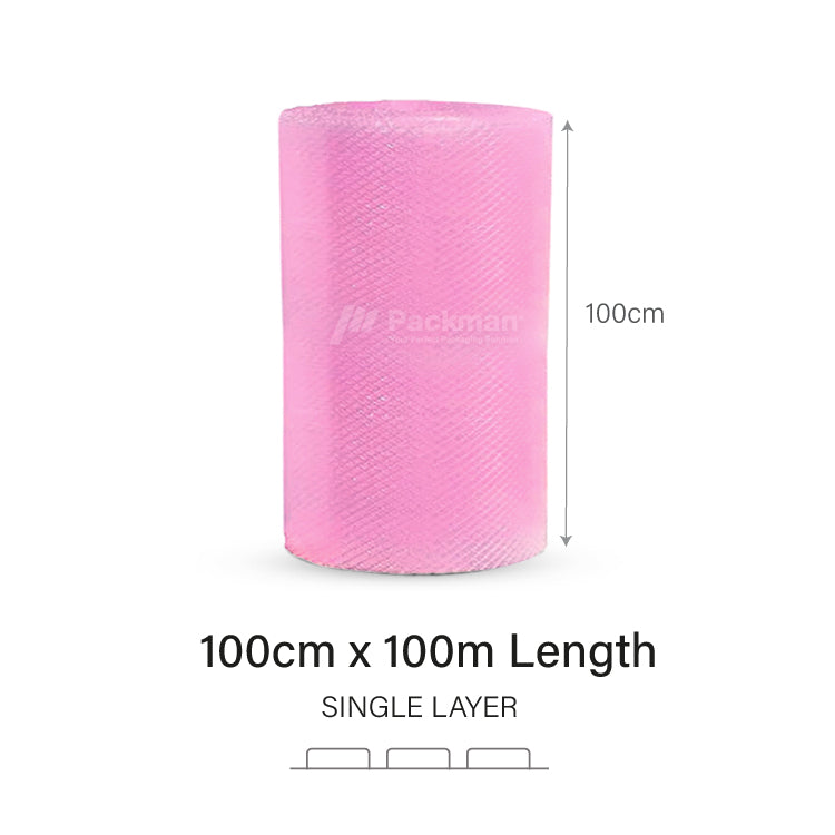 100cm x 100m Pink Bubble Wrap (1 roll)