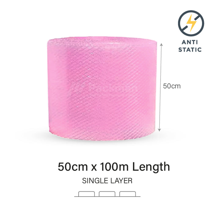 50cm x 100m Pink Bubble Wrap (2 rolls)