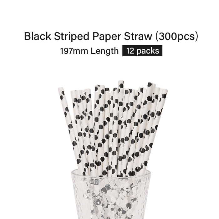 White with Black Dots Paper Straw (300pcs)