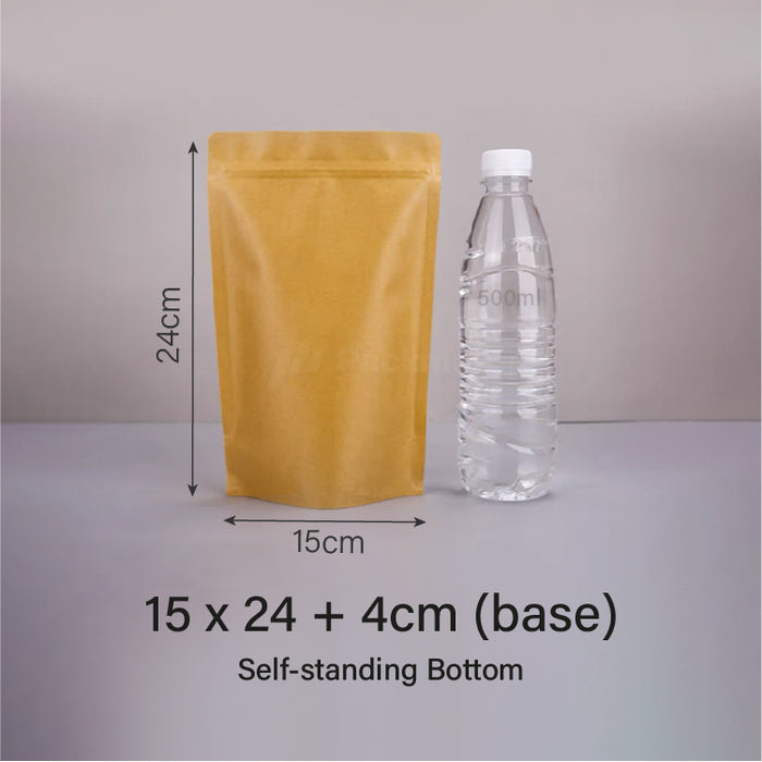 15 x 24cm Kraft Standing Pouch (No Window)