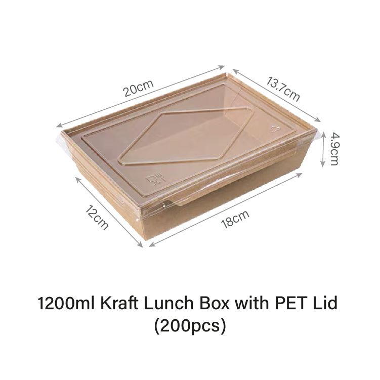 1200ml Window Kraft Lunch Box with PET Lid (200pcs)