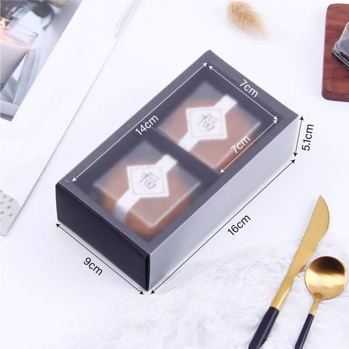 2-Slot Black Mooncake Kraft Cavity Box (10pcs)