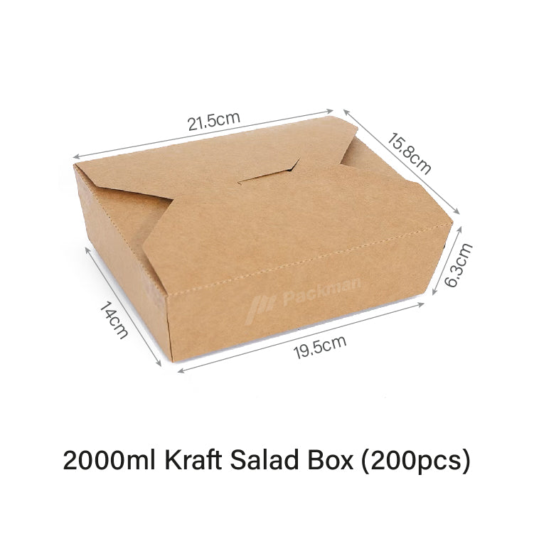 2000ml Kraft Salad Box (200pcs)