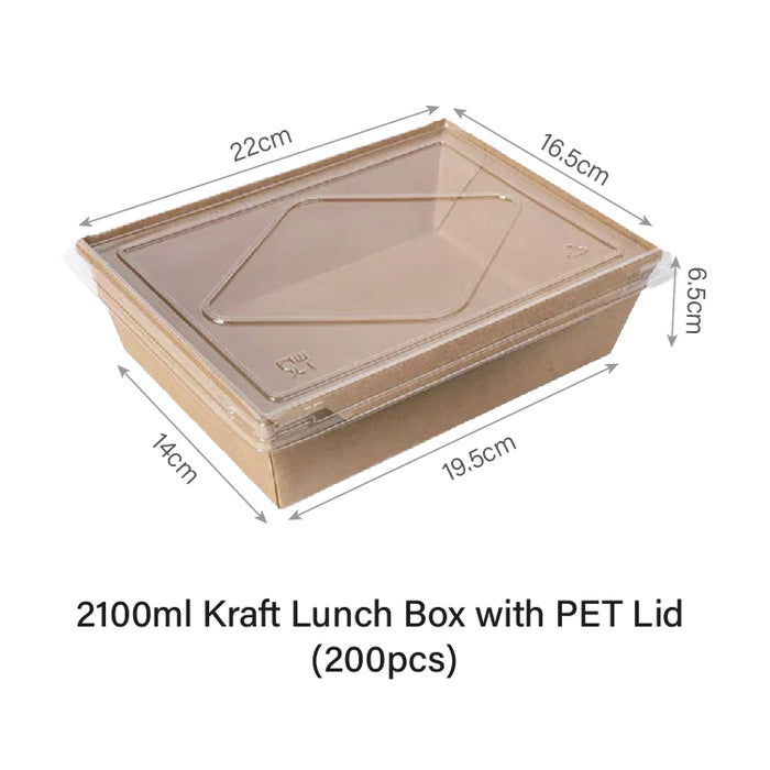 2100ml Window Kraft Lunch Box with PET Lid (200pcs)