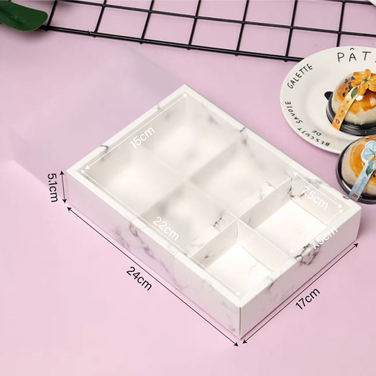 6-Slot Marble Mooncake Kraft Cavity Box (10pcs)