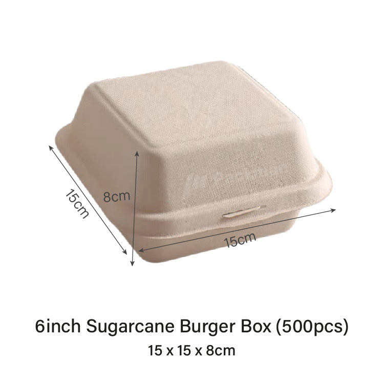 15 x 15 x 8cm Sugarcane Burger Box (500pcs)