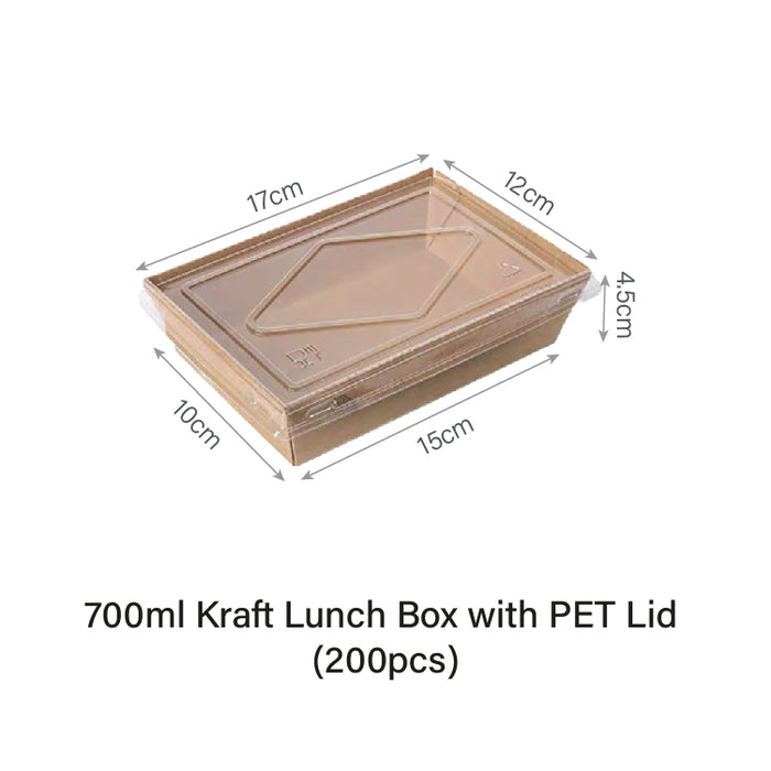700ml Window Kraft Lunch Box with PET Lid (200pcs)