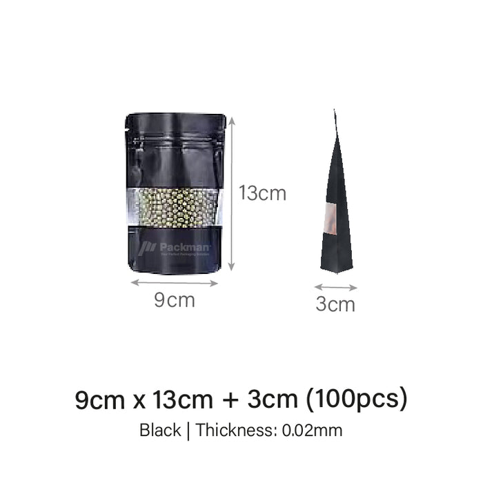9 x 14cm Black Standing Pouch (100pcs)
