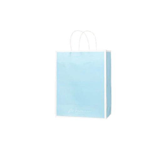 25 x 12 x 32cm  Blue with White Border Paper Bag  (100pcs)