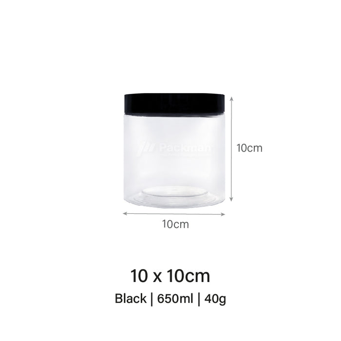 10 x 10cm Black Plastic Jar (48pcs)