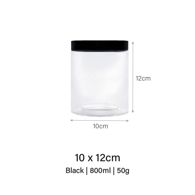 10 x 12cm Black Plastic Jar (48pcs)
