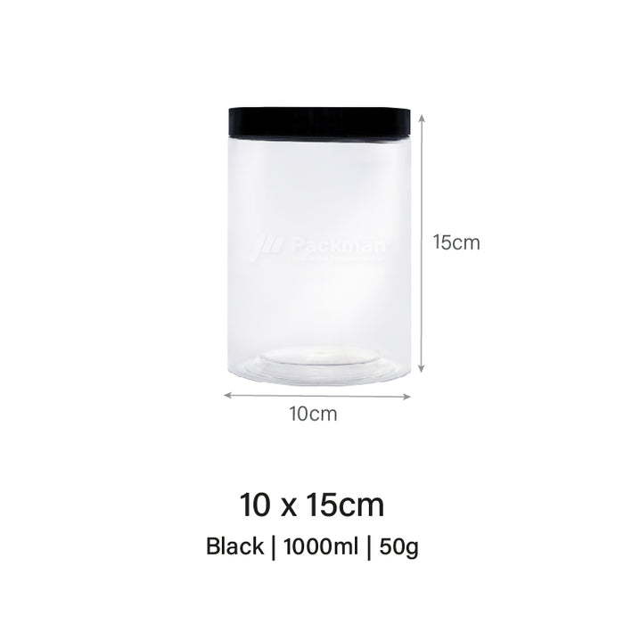 10 x 15cm Black Plastic Jar (48pcs)