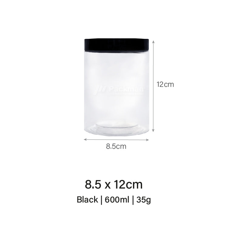 8.5 x 12cm Black Plastic Jar (67pcs)