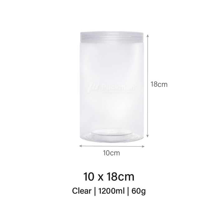 10 x 18cm Clear Plastic Jar (48pcs)