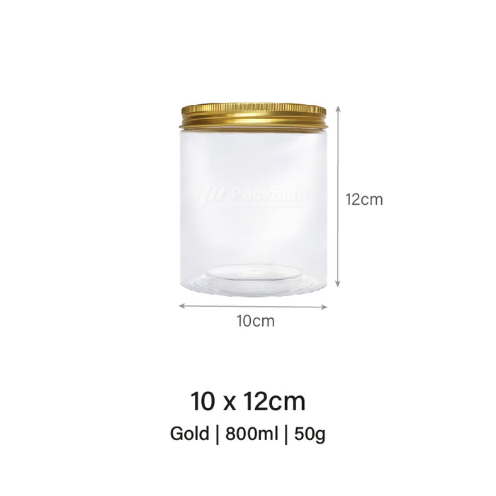 10 x 12cm Gold Plastic Jar (48pcs)