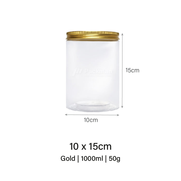 10 x 15cm Gold Plastic Jar (48pcs)