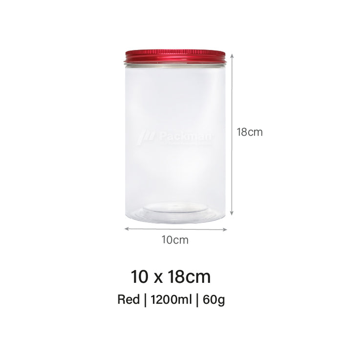 10 x 18cm Red Plastic Jar (48pcs)