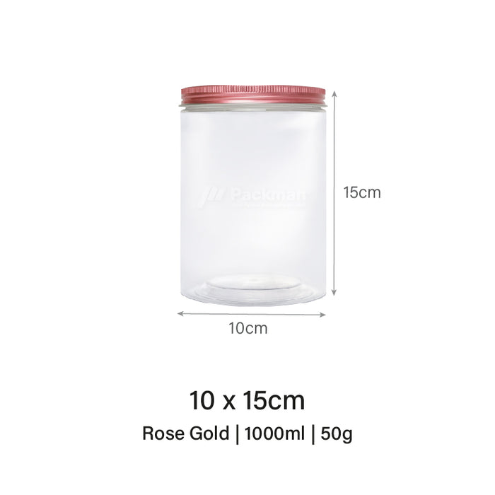 10 x 15cm Rose Gold Plastic Jar (48pcs)