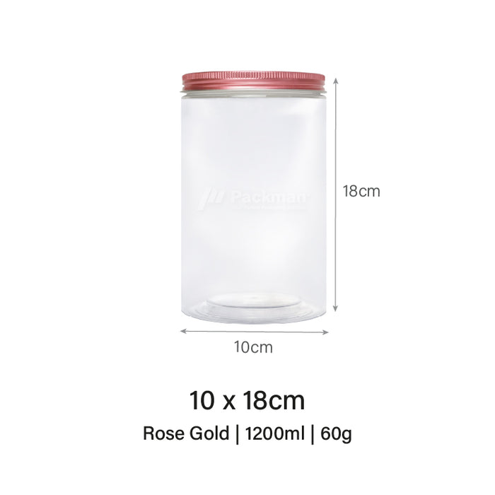 10 x 18cm Rose Gold Plastic Jar (48pcs)
