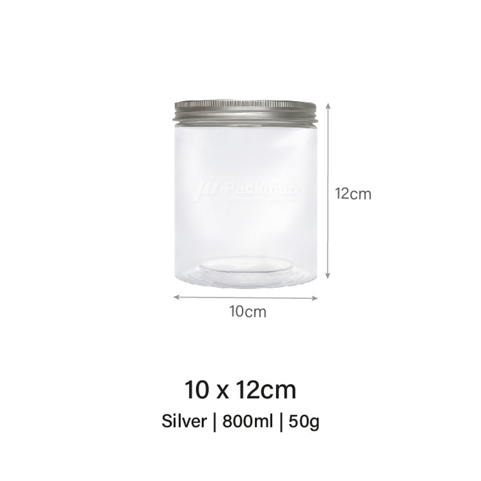 10 x 12cm Silver Plastic Jar (48pcs)