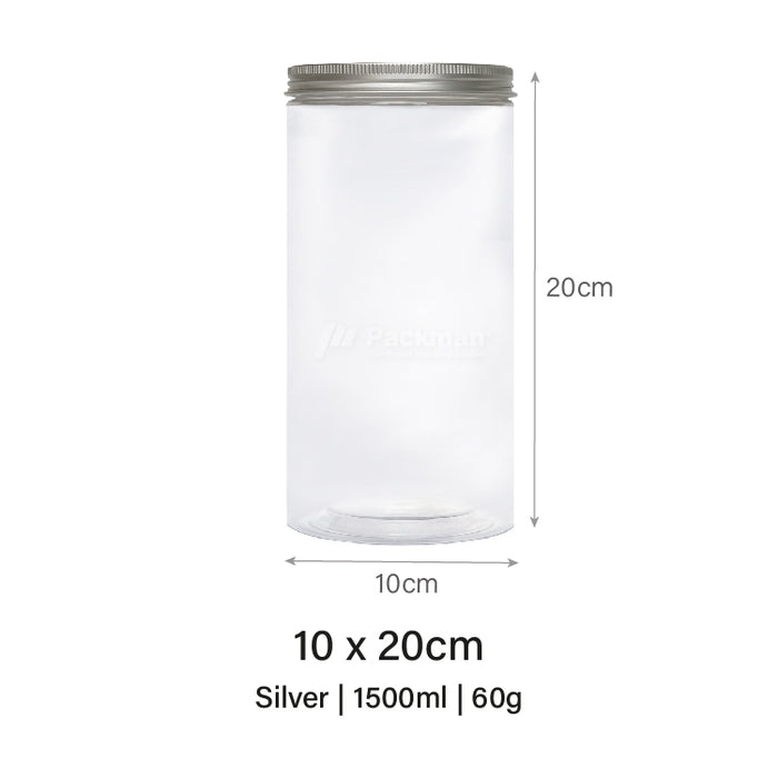 10 x 20cm Silver Plastic Jar (48pcs)