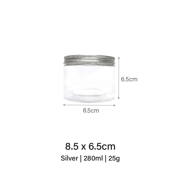 8.5 x 6.5cm Silver Plastic Jar (67pcs)