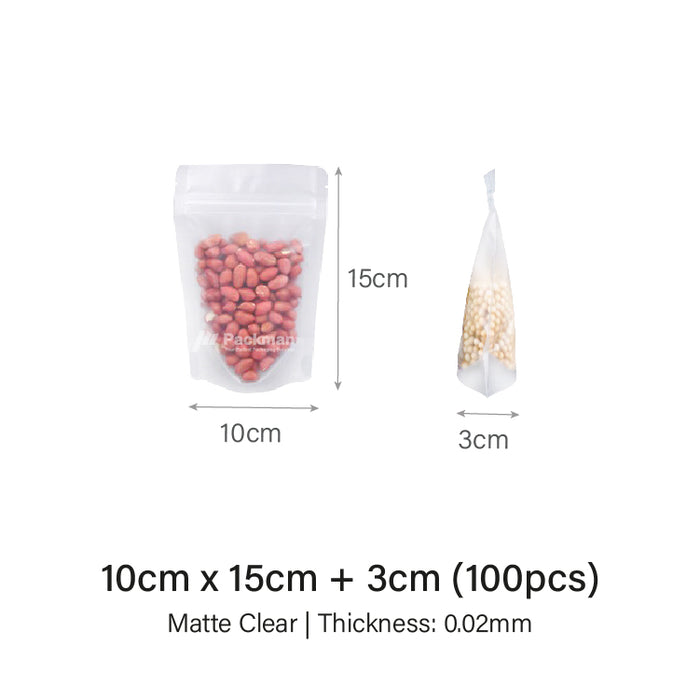 10 x 15cm Matte Clear Standing Pouch (100pcs)