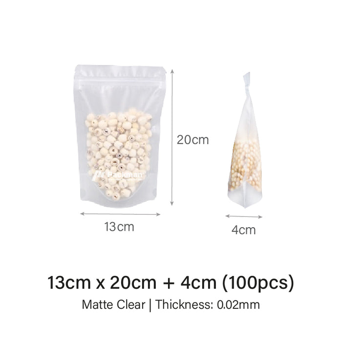 13 x 20cm Matte Clear Standing Pouch (100pcs)