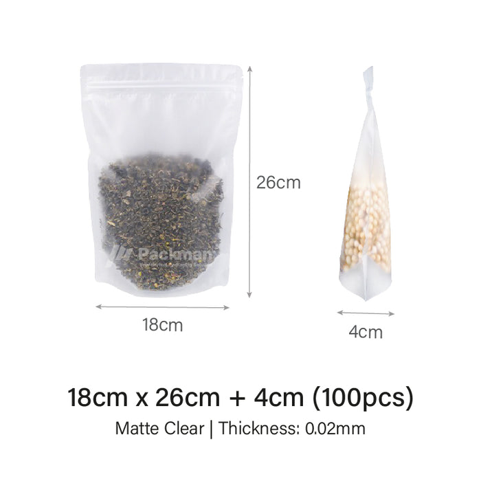 18 x 26cm Matte Clear Standing Pouch (100pcs)