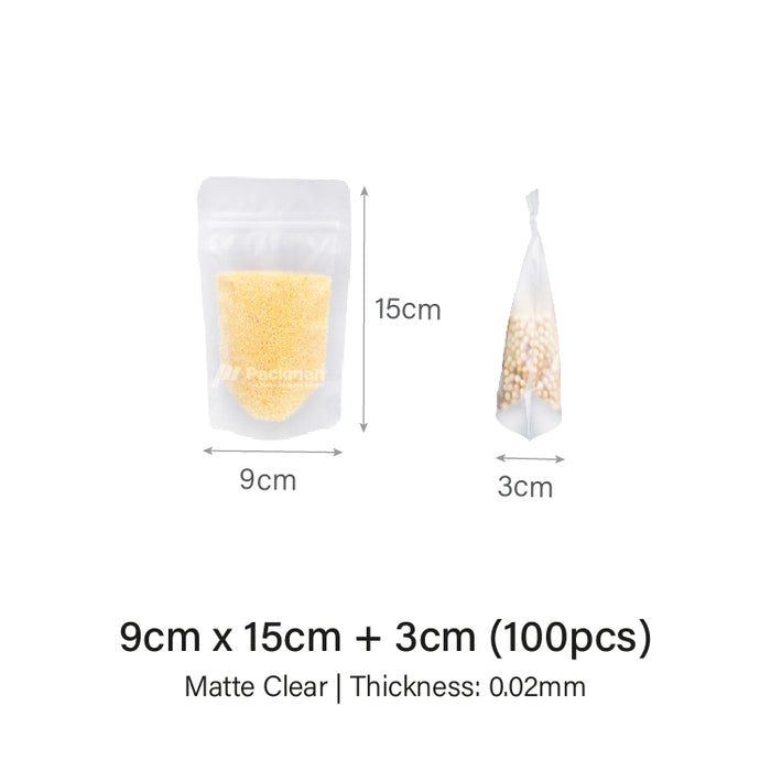 9 x 15cm Matte Clear Standing Pouch (100pcs)