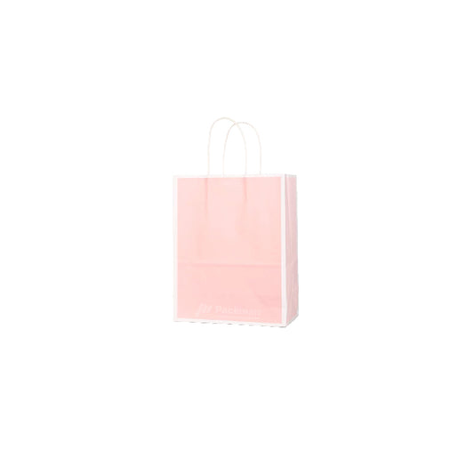 15 x 8 x 21cm Pink with White Border Paper Bag  (100pcs)
