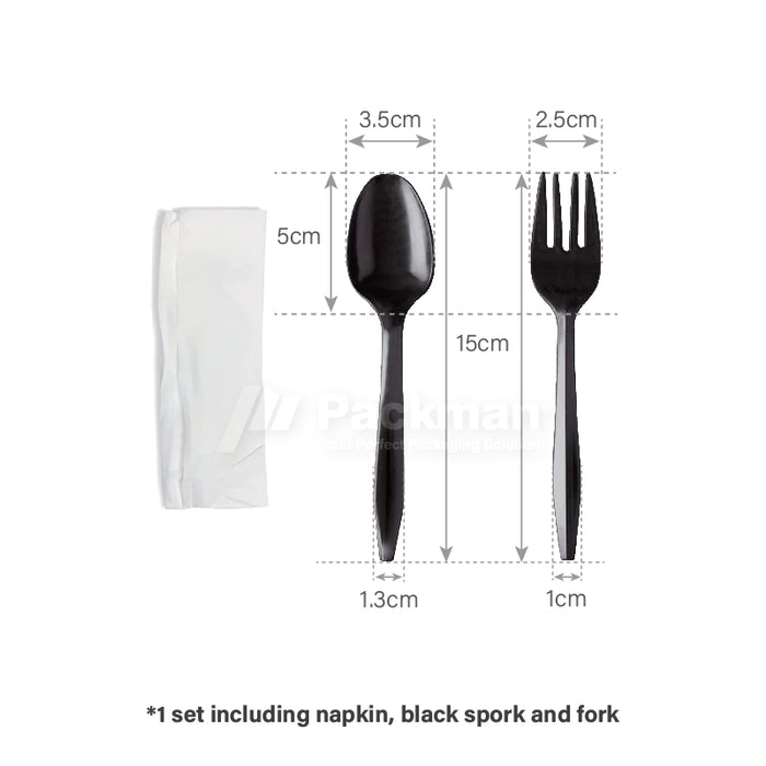 Plastic Fork Spoon Serviette Set