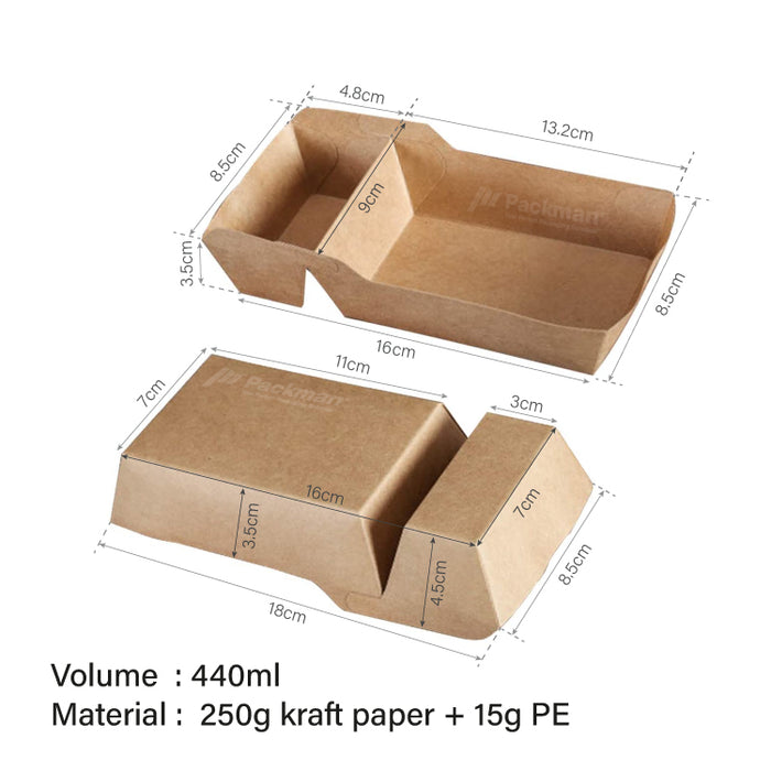 440ml 2-Compartment Paper Tray (500pcs)