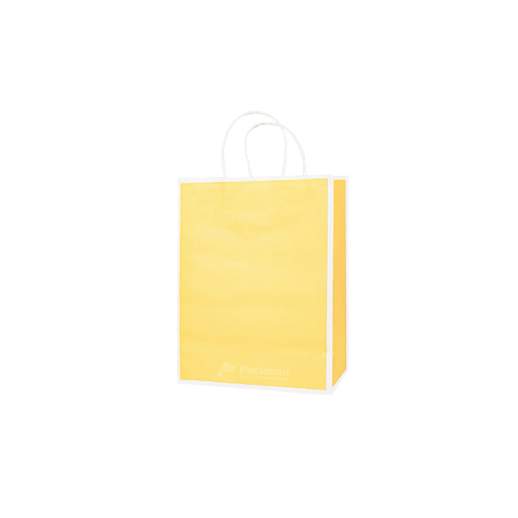 25 x 12 x 32cm Yellow with White Border Paper Bag (100pcs) – Packman