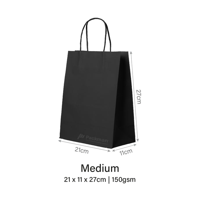 21 x 11 x 27cm Black Paper Bag (100pcs)
