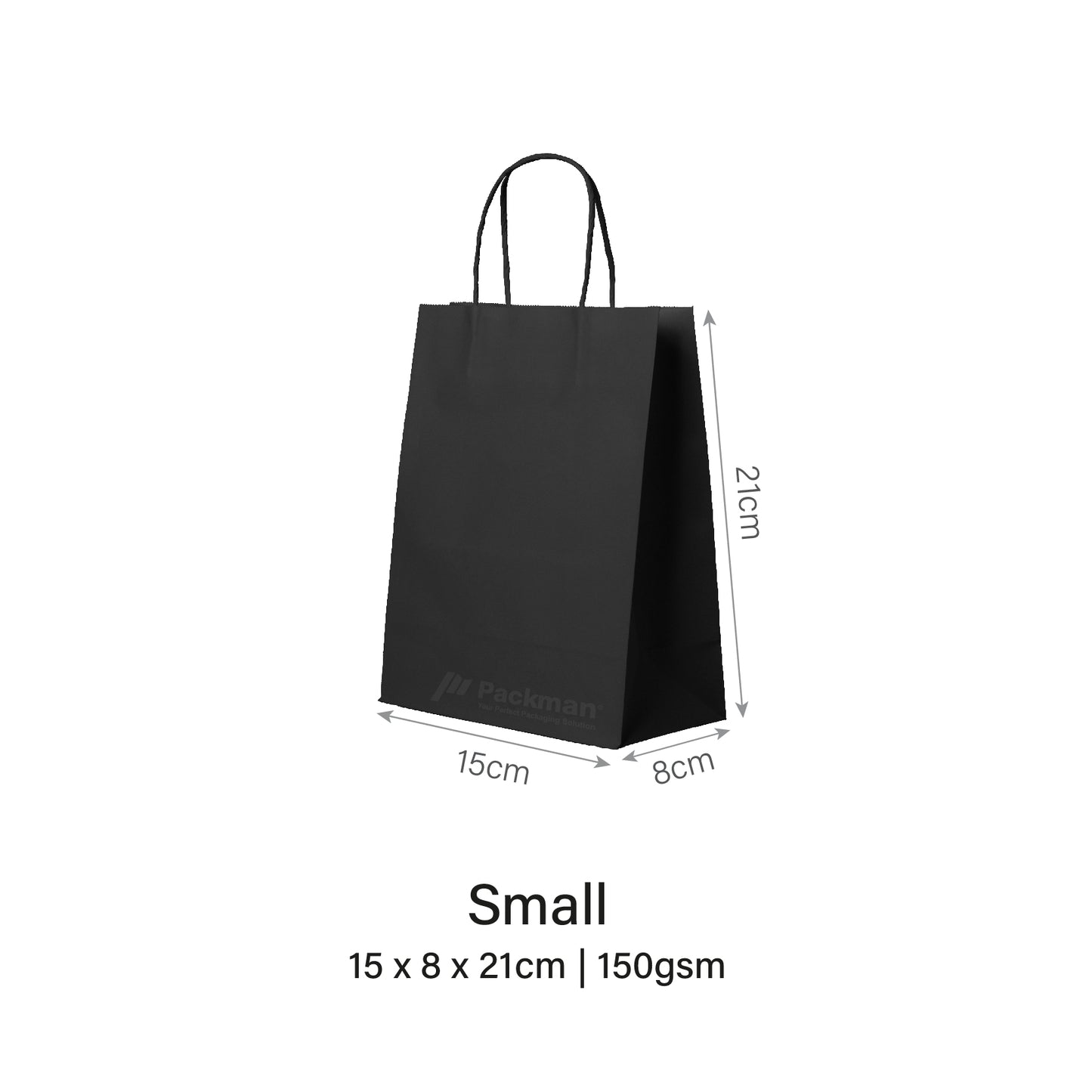 15 x 8 x 21cm Black Paper Bag (100pcs)