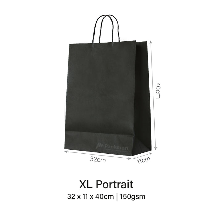 32 x 11 x 40cm Black Paper Bag (100pcs)