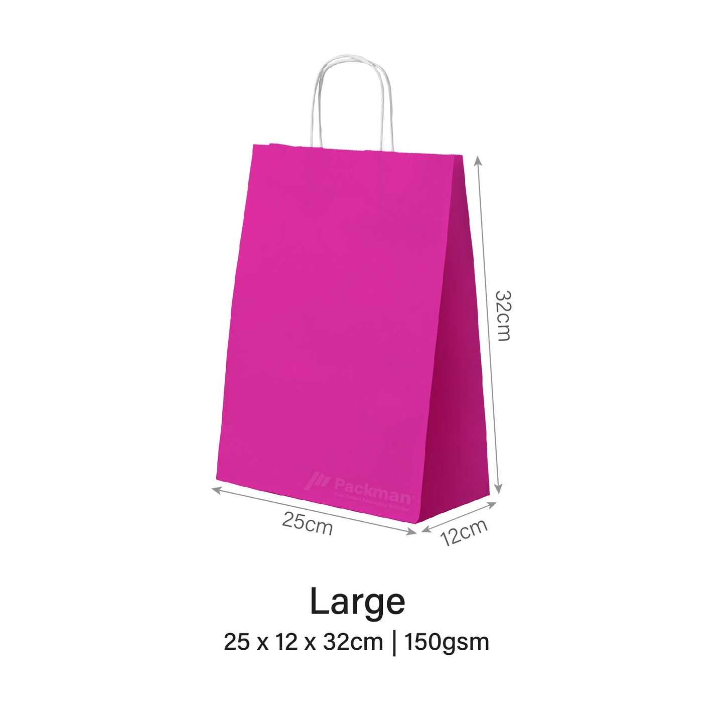 25 x 12 x 32cm Fuchsia Pink Paper Bag (100pcs)