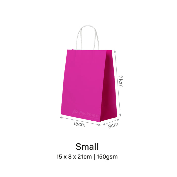 15 x 8 x 21cm Fuchsia Pink Paper Bag (100pcs)