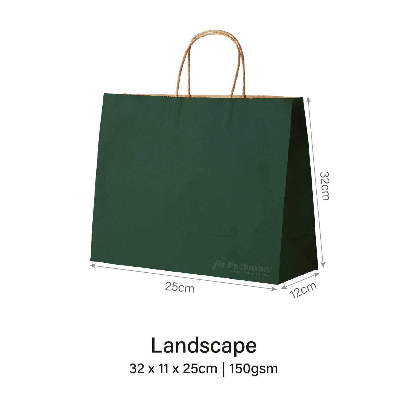 32 x 11 x 25cm Deep Green Paper Bag (100pcs)