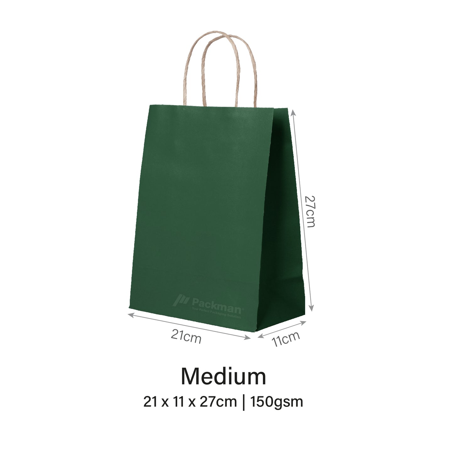 21 x 11 x 27cm Deep Green Paper Bag (100pcs)